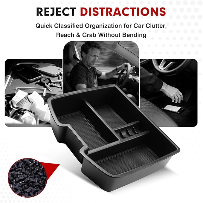 Autorder Center Console Organizer for 2007-2013 Chevrolet Silverado/GMC Sierra 1500 2500 3500 Accessories Armrest Storage Box Secondary Insert Tray with 2 Color Mats