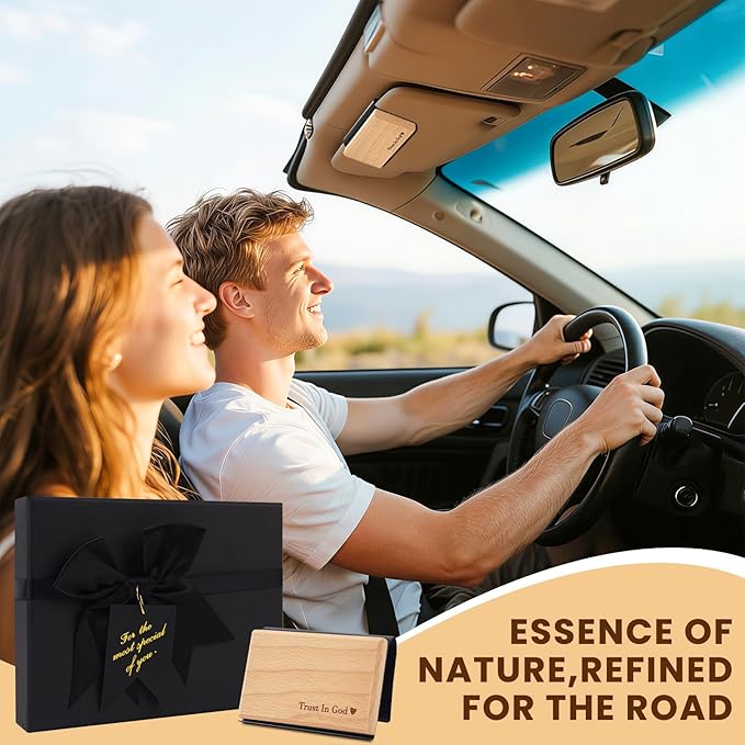 4 PCS Car Air Freshener - Wood Air Freshener - Car Odor Eliminator for Visor Clip-Variety Scent Refill, Vehicle Scent Diffuser for Cabin, Truck & SUV -Clip Included (4PCS)