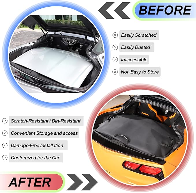Targa Top Roof Panel Protection Storage Cover Bag for Chevrolet Corvette C7 2014 2015 2016 2017 2018 2019 Coupe, Removable Trunk Roof Panel Storage Bag, Hard Top Rooftop Organizer Accessories 23148691