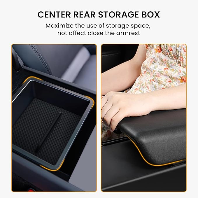 BANKKY 6PCS Center Console Organizer Tray for Tesla Model 3 Highland 2024 2025 Car Accessories with Armrest Storage Tray, Hidden Storage Box, Cup Holder Insert, Camera Privacy Cover, Glove Box Hook