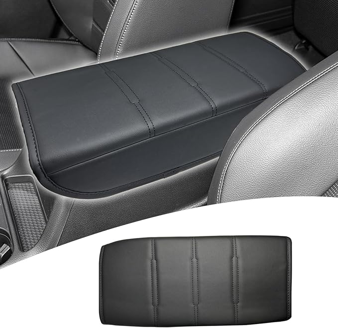 Center Console Pad Armrest Box Cover for Honda 2025 2024 2023 CRV LX EX EXL Sport Hybrid Sport Touring,Black Leather Protector Accessories for CR-V 2023 2024（Black line）