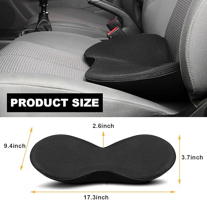 Car Seat Cushion, Auto Memory Foam Wedge Seat Pad, Sciatica Tailbone Low Back Pain Relief Pillow for Driver, Breathable Non Slip Orthopedic Support Pad, Car Accessories (Black)