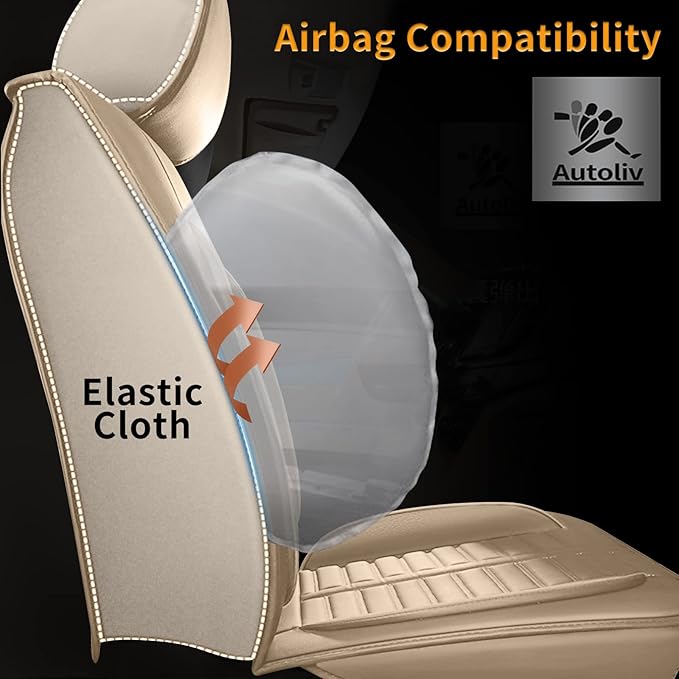 Car Seat Covers Fit for Kia Sorento 2007-2023 2024 2025 Front Set Leather Seat Covers Set with Lumbar Support Premium Automotive Cushion Protector(2 Seat, Beige)