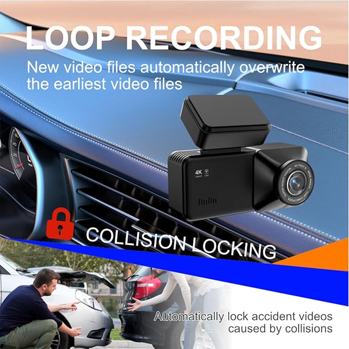 2026 New Osmo Dashcam Pro 3.0 4K Front and Rear Dash Cam, 4K + 1080P Dash Camera for Car with Night Vision (WiFi+GPS+64GB)