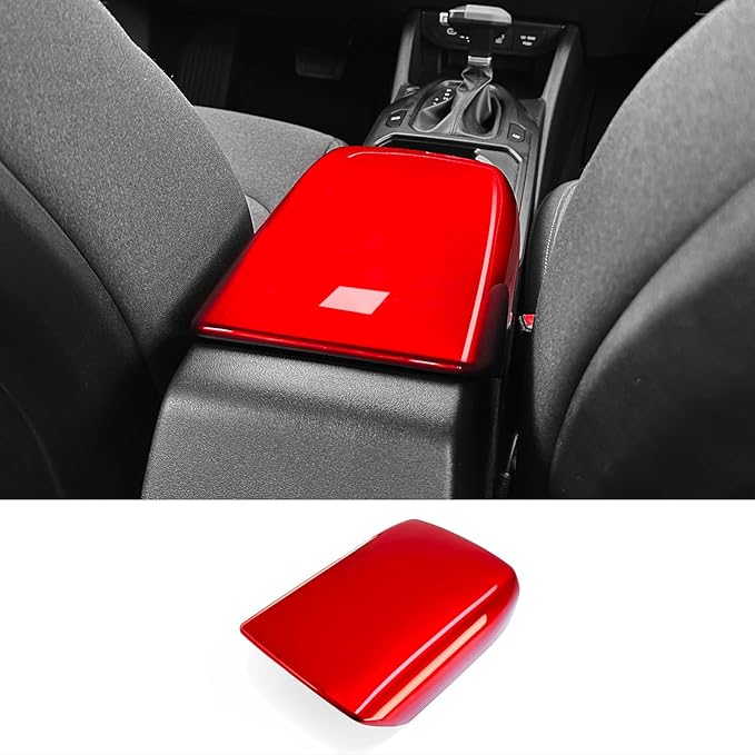 ABS Car Central Console Armrest Cover Armrest Cushion Cover Center Console Box Pad Compatible with Kia K4 2025-2026 Accessories (Glossy Red Style)