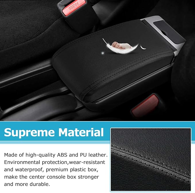 T TGBROS Car Armrest Box for 2002-2008 Honda Fit Jazz Hatchback(Not Fit The Sedan Model) Storage Center Console Double Layer 7 USB Ports Armrest Organizer Box (All Black)