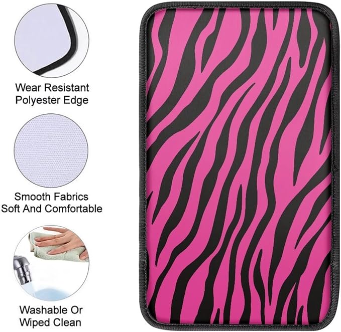 JoyLamoria Stripe Car Armrest Cushion Cover Center Console Box Pad Car Accessories,Pink