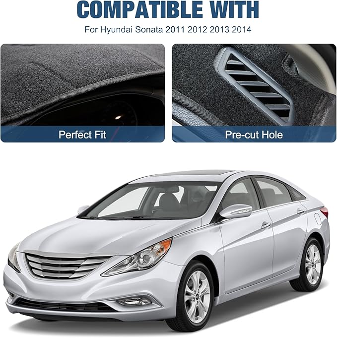 Dashboard Dash Cover Mat Carpet Compatible with 2011 2012 2013 2014 Hyundai Sonata
