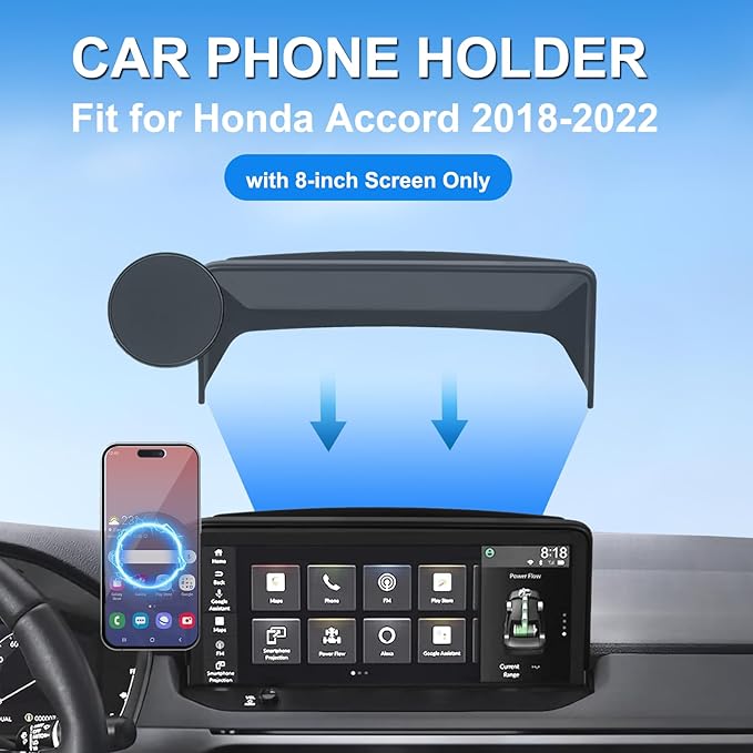 Car Phone Holder for 2018-2022 Honda Accord Accessories 8-inch Screen Fixed Clip, Magnet Cell Phone Mount Compatible with MagSafe, Hand-Free 360° Rotation Phone Automobile Cradles Not Affect Air Vent