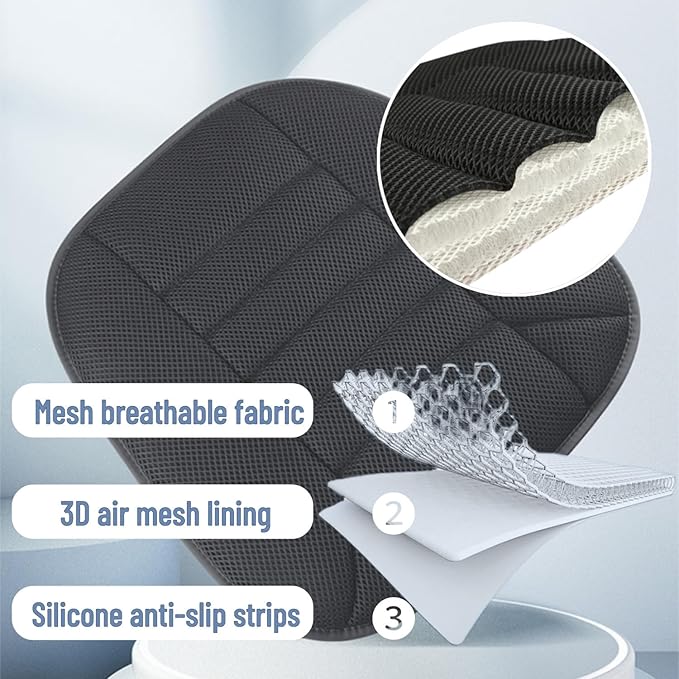 Mesh Car Seat Cushion for Driving, Summer Cooling Breathable 3D Air Car Seat Pad for SUV Pickup Truck Or Office Chair (Light Gray)