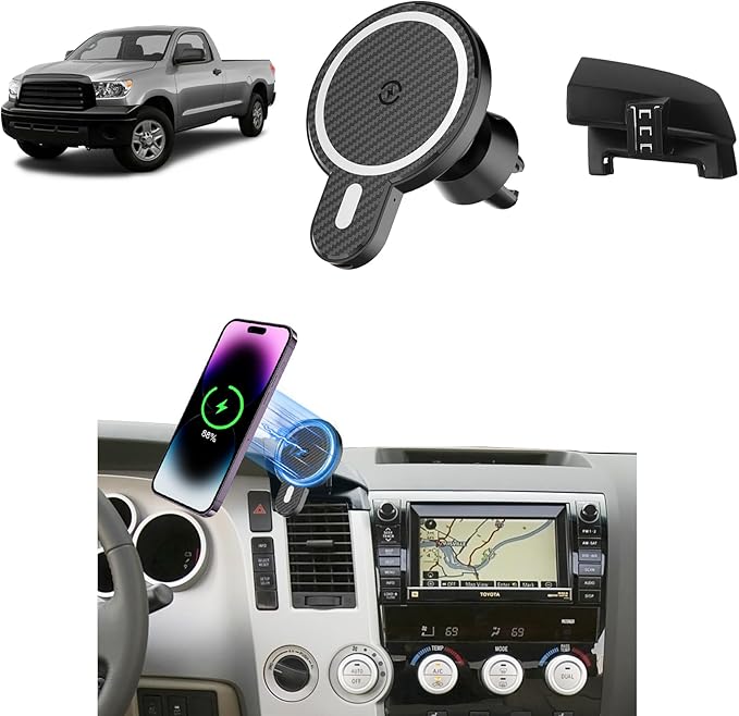 PZK Car Phone Mount for Toyota Tundra 2007 2008-2011 2012 2013 /Sequoia 2008-2011 2012 2013 Accessories Custom Air Vent Car Phone Holder Magnetic 15W Fast Wireless Charger Automobile Cradles