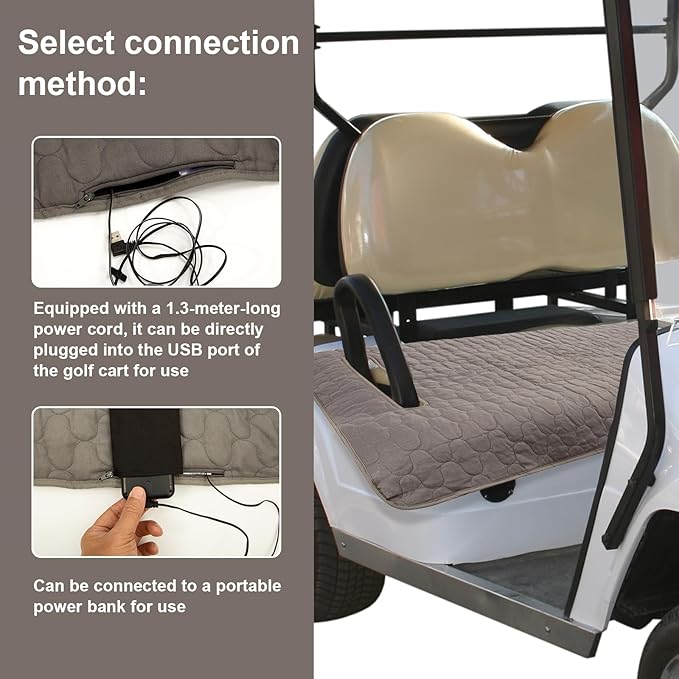 TUYU Heated Golf Cart Seat Cover,Non-Slip Winter Golf Cart Seat Warmer Towel Blanket for 2-Person Seats Club Car, Golf Cart Accessories Gift for Men.52 * 32 inch. Keeps Warm and Clean