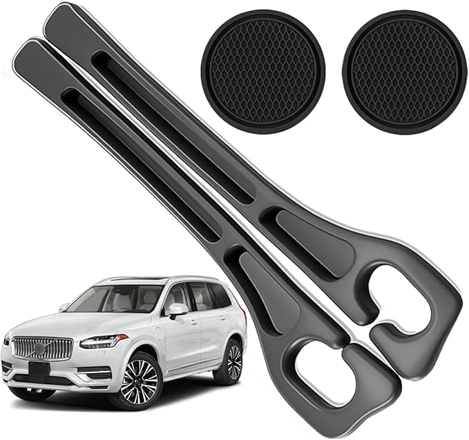 Car Seat Gap Filler Organizer Compatible with Volvo Xc90 Accessories Seat Gap Plug Blocker with Storage Slot Non-Slip Car Cup Holder Coaster Black