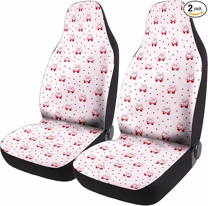 GENANY Pink Polka Dot Car Seat Covers Set of 2, Girly Breathable Front Seat Covers for Truck Sedan SUV, Cute Pink Car Accessories, for Women Men