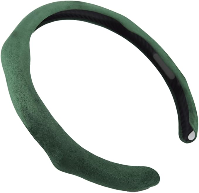 Quick Install Sporty Green Suede Steering Wheel Cover Universal fit Any 14 ½ to 15 inches Car SUV Pickup Steering Wheel