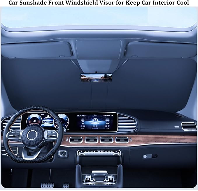 YUGUANG 2 Pack Car Windshield Sun Shade, 240T Thickened Sun Shade for Car Front Windshield Blocks Heat U-V Rays to Keeps Cars Interior Cool (59.1 x 31.5inch)