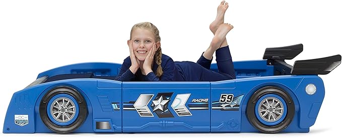 Delta Children Grand Prix Race Car Toddler-to-Twin Bed, Blue