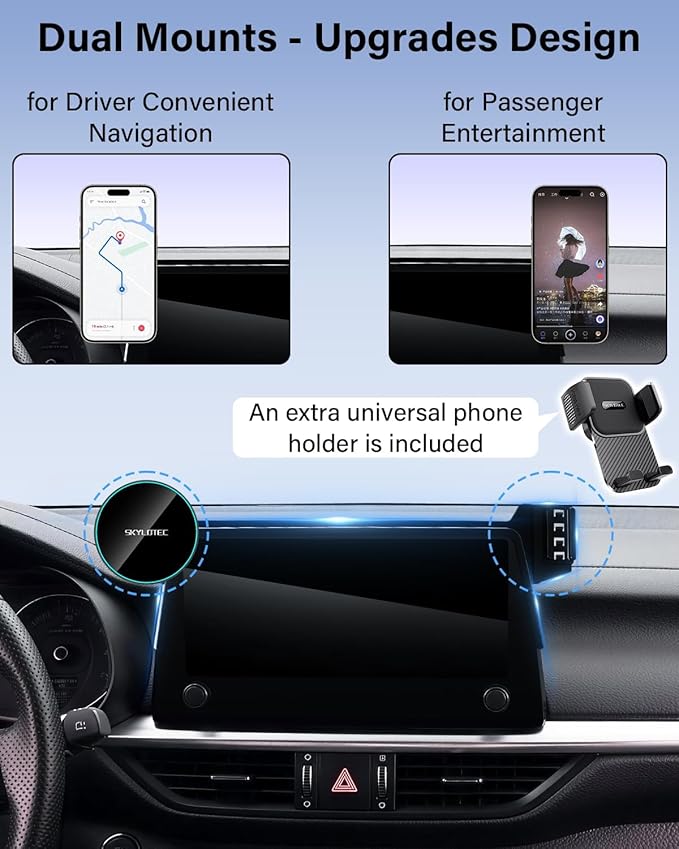 SKYLOTEC Phone Mount for Toyota Grand Highlander/Grand Highlander Hybrid 2024-2026, Magnets Wireless Charger Phone Holder Compatible with MagSafe, 12.3-inch Screen Cradles Bracket for Cell Phones