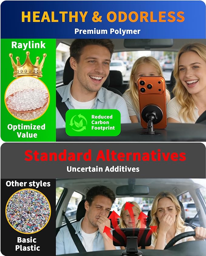 RayLink for MagSafe Car Mount, Magnetic Phone Holder for Car Dashboard, Windshield & Air Vent - 3-in-1 Mounting, 360° Rotation, 38 lbs Strong Grip for iPhone 17-12 & Android
