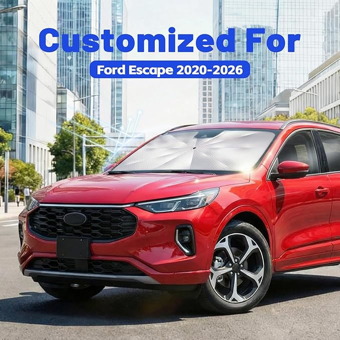 Windshield Sun Shade for Ford Escape 2020-2026, Umbrella Car Shades with 360°Rotating Shaft, Foldable Front Window Sunshade for UV & Heat Protection