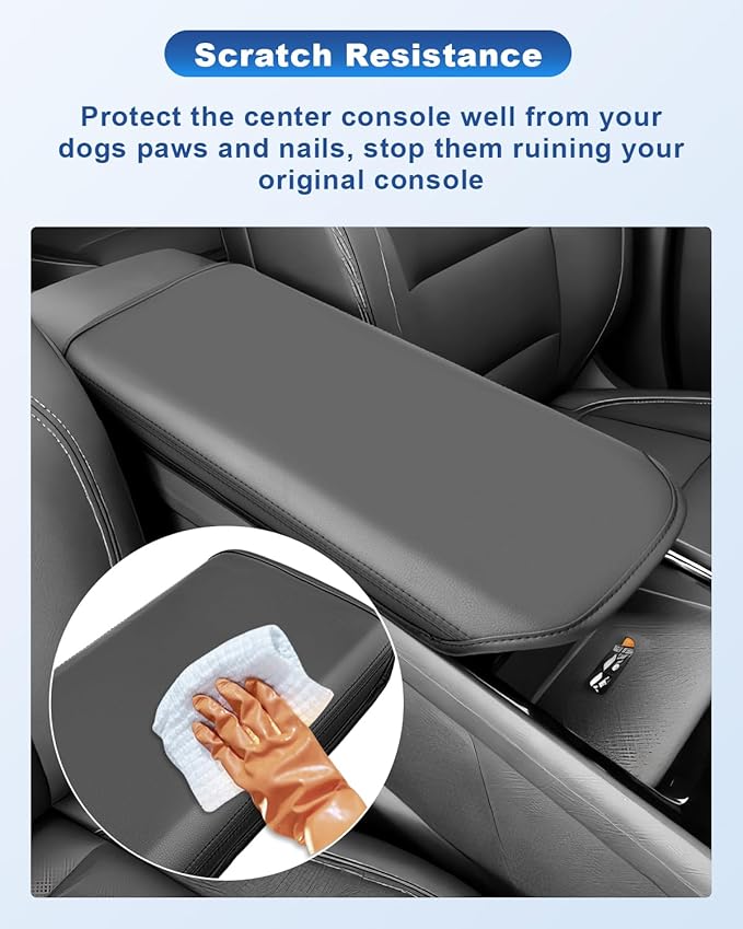 CDEFG for 2024 2025 2026 Chevy Blazer EV Center Console Cover for 2024 2025 2026 Chevrolet Blazer EV LT/RS Accessories Armrest Cover Blazer EV Middle Console Pad Arm Rest Cushion (Black Leather)