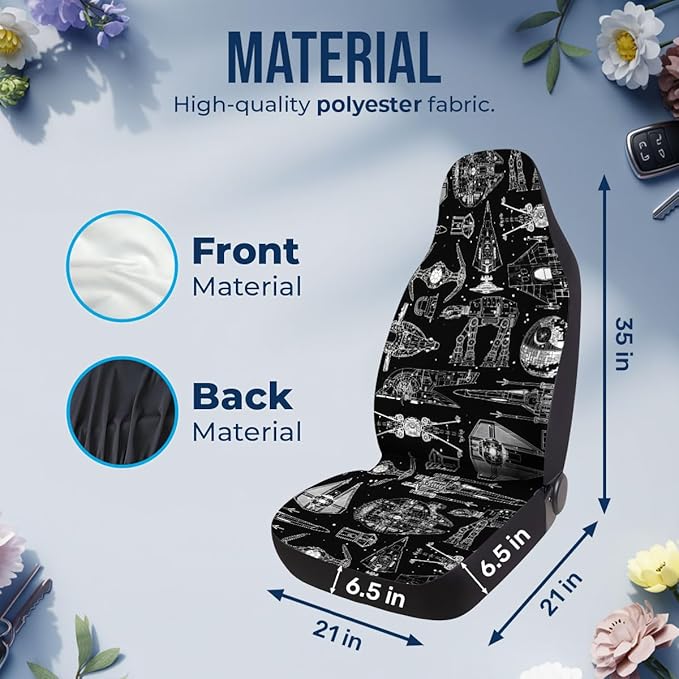 GENANY Spaceships Car Seat Covers Set of 2, Breathable Front Seat Covers for Truck Sedan SUV, Galaxy Car Accessories, Movie Themed Gift for Women Men