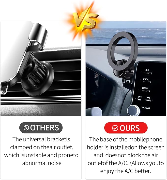 MaserWeller Car Phone Holder for Honda Accord 2018-2022 Accessories 8-Inch Screen Fixed Clip, 360° Rotation Phone Mount Compatible with MagSafe, Cell Phone Holder That Does Not Affect Air Vent