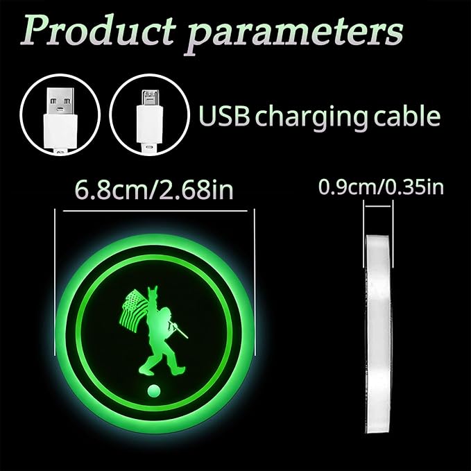 Turtle LED Cup Holder Lights for Car,2Pcs LED Light Up Cup Holder Coasters with USB Charging 7 Colors 3 Modes,Waterproof Interior Atmosphere Lamp,Car Decor Accessories Turtle Gifts for Women Men