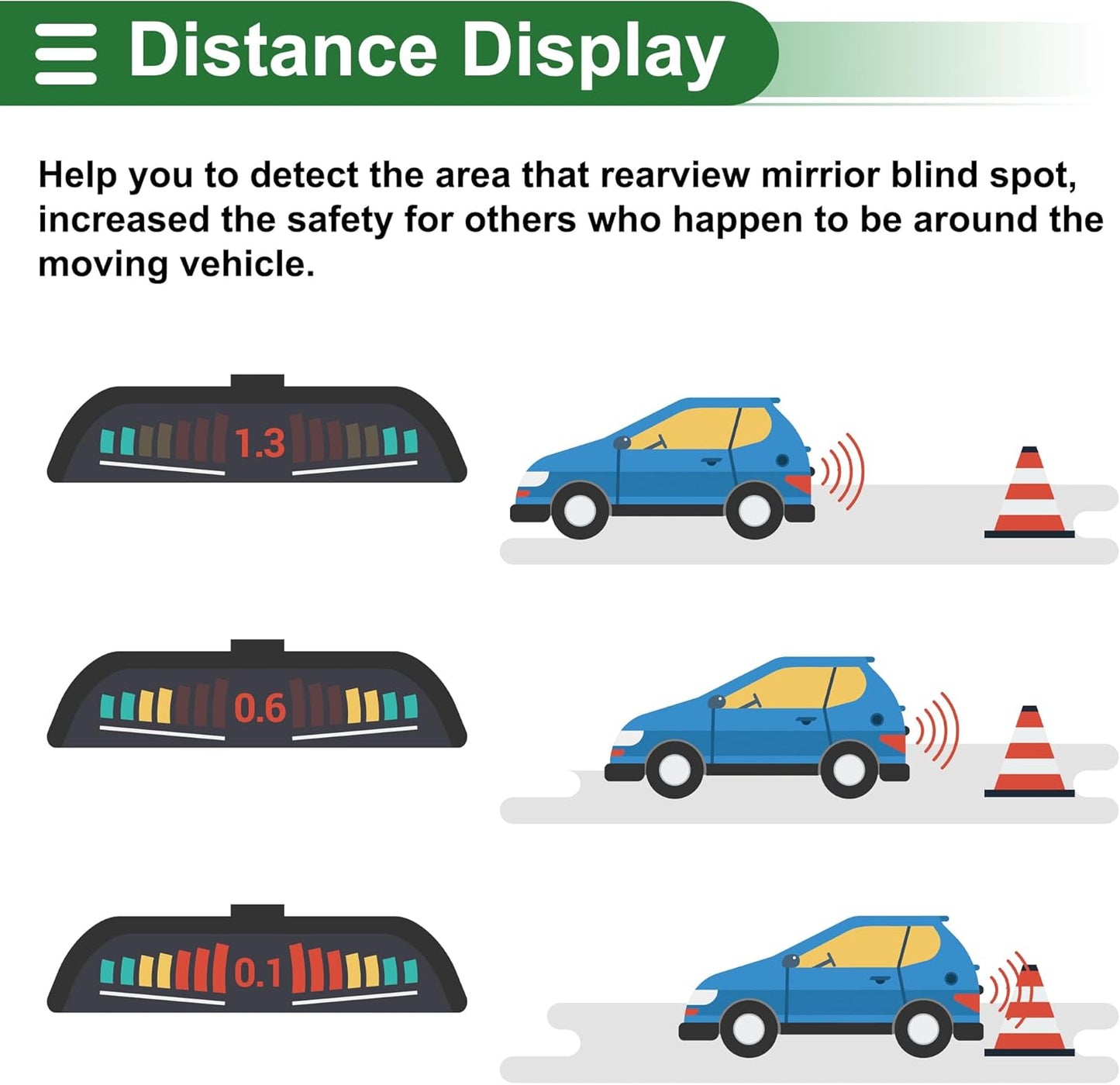 Motoforti Universal Car Auto Vehicle Reverse Backup Radar System Reverse Parking Sensors Alarm Buzzer Reminder Distance Detection Dark Blue 2Pcs Parking Sensors