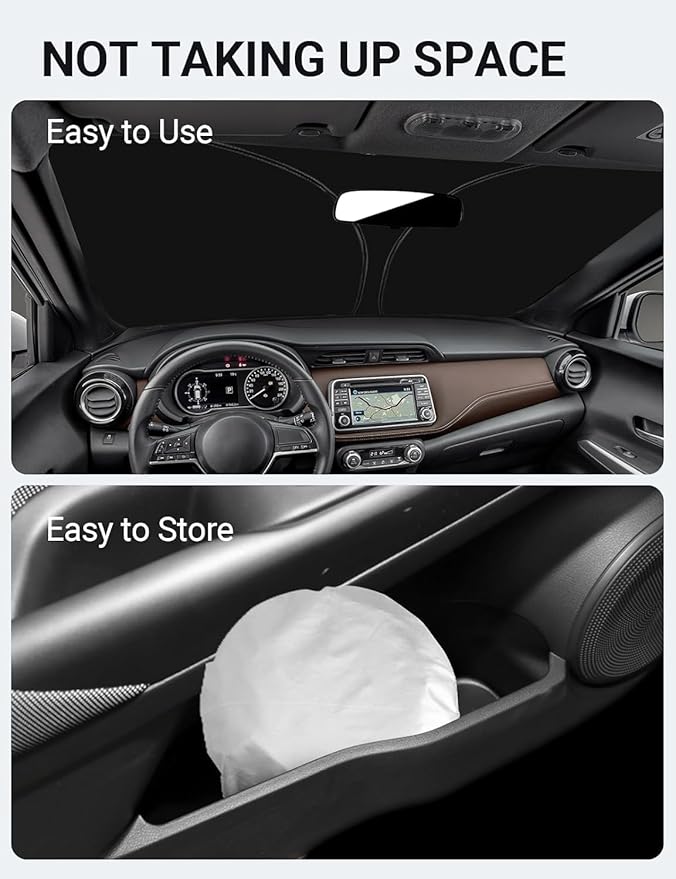 Proadsy Windshield Sun Shade for Nissan Kicks 2018-2025 Custom Fit S, SV, SR Crossover 4-Layer Foldable Front Sunshade Protector Sun Visor Blocks UV Rays Keep Car Cooler