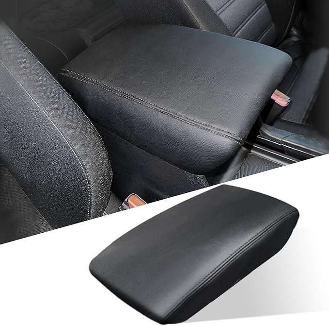 for Honda CRV 2017-2022 Center Console Cover - Vegan Leather Extra Soft Armrest Protector for Honda CR-V Interior Accessories 2017 2018 2019 2020 2021 2022（Black）