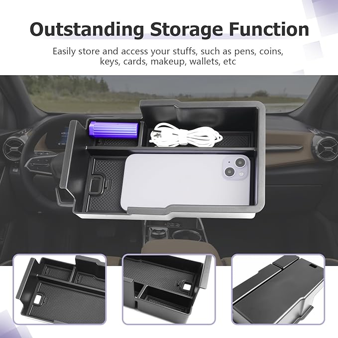 LUWU 2025 2026 Equinox Center Console Organizer Compatible with 2025 2026 Equinox Accessories Center Console Organizer Armrest Console Organizer Armrest Organizer Insert Tray