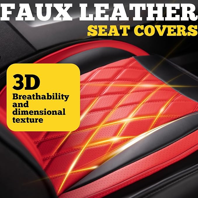 LINGVIDO Car Seat Covers for Front Seats (2 Seats) - Premium Perforated Nappa Leather,Waterproof Shield, Omni-Adapt Fit for SUVs Sedans, Ideal for Rideshare & Pets