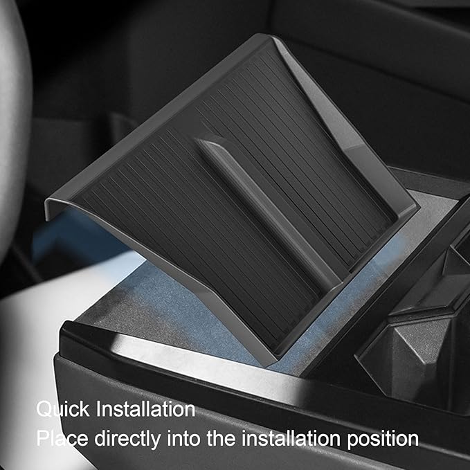 Wire Less Charging Silicone Mat, Center Console Wire Less Charging Mat Easy to Clean Anti Slip Phone Charging Silicone Pad Interior Accessories (Black W240004607)