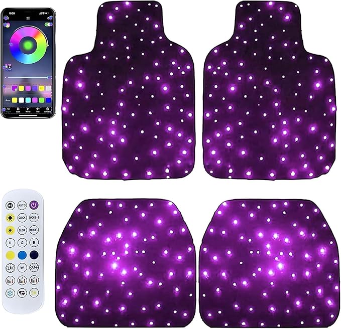 Starlinkmats LED Car Floor Mats - Black Automotive Carpet with App Control, Waterproof & Washable, Creates a Romantic Atmosphere for Dates