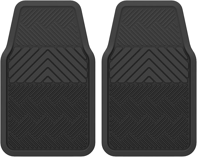 ClimaTex Heavy Duty Car, Truck, Van, and SUV Automotive Floor Mat for Floor Protection, Weatherproof Deep Channel No-Slip Front and Back Seat Liner Mats, 3 Piece Set, Black