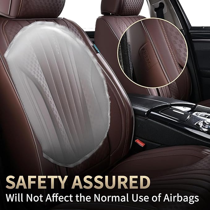 FLORICH Car Seat Covers, Premium Leatherette Car Seat Covers Front Seats, Waterproof Nappa Leather Seat Protectors, Breathable Car Seat Cushion for Most Sedans Cars SUV Trucks, Coffee