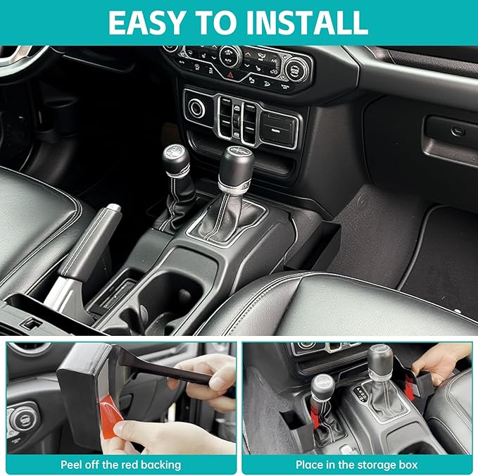 Center Console Organizer Compatible with 2018-2026 Jeep Wangler JL JLU 4xe Rubicon Sahara & 2020-2026 Gladiator JT Accessories, Gear Shift Console Side Box Tray for Jeep Interior Accessories