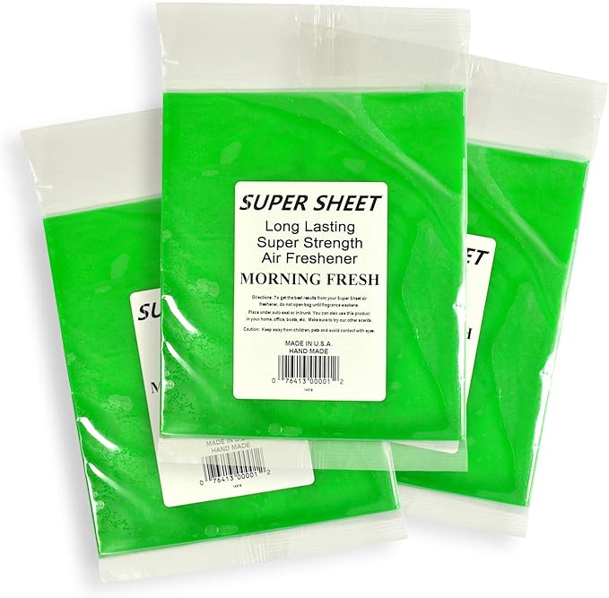 Super Sheet Large (8"x7") Under Seat Car Air Freshener, 3-PACK (Morning Fresh)