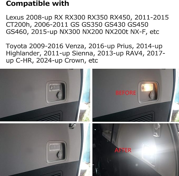 iJDMTOY Super Bright 2W High Power Xenon White Full LED Trunk Cargo Area Light w/Switch Compatible with Lexus, Compatible with Toyota, Powered by 18-SMD LED Diodes
