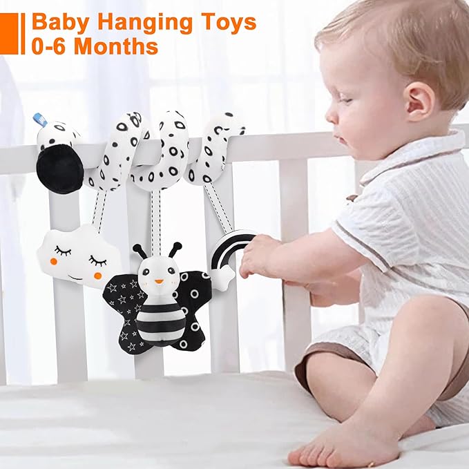 FPVERA Infant Car Seat Toys for Babies 0-6 Months: Travel Baby Toy for Rear Car Seat, Adjustable Mobile Activity Arch with Music, Sensory Hanging Toy Fits SafetyCrib, Stroller