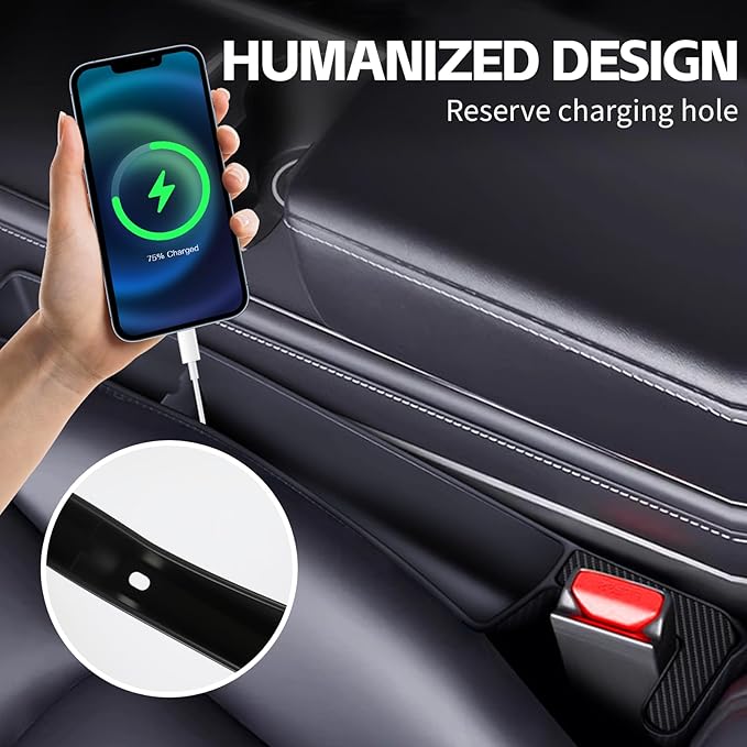 2PCS Car Seat Gap Filler Organizer, Multifunctional Seat Gap Storage Box for Phone Key, Stop Things from Dropping Between Seat and Console, Universal Interior Car Accessories (Black)
