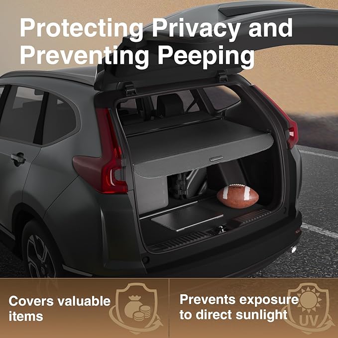 Trunk Cargo Cover for Honda CRV 2026-2023, Anti - Peeping Retractable Security Shade for Privacy, with Canvas Ends, CRV Accessories