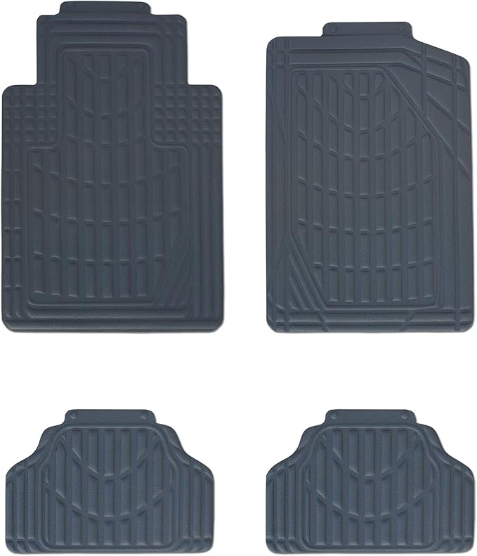 Eurow Universal Cut to Fit Car Floor Mats 4 Piece Set - Gray