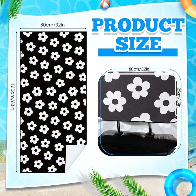 2 Pack Car Seat Towel Covers with Storage Bag 63 x 32 Inch Athletic Running Towel Seat Sweat Washable Non Slip Cover Gift for Car Outdoor Sport Activities (Florid Declamation)