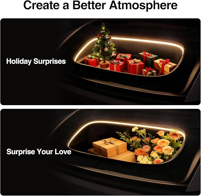 Frunk LED Light Strip for Tesla Model Y Juniper 2020-2026,Tesla Front Trunk Flexible Silicone Waterproof Interior Lighting Bar Accessories Intelligent Ambient Lights
