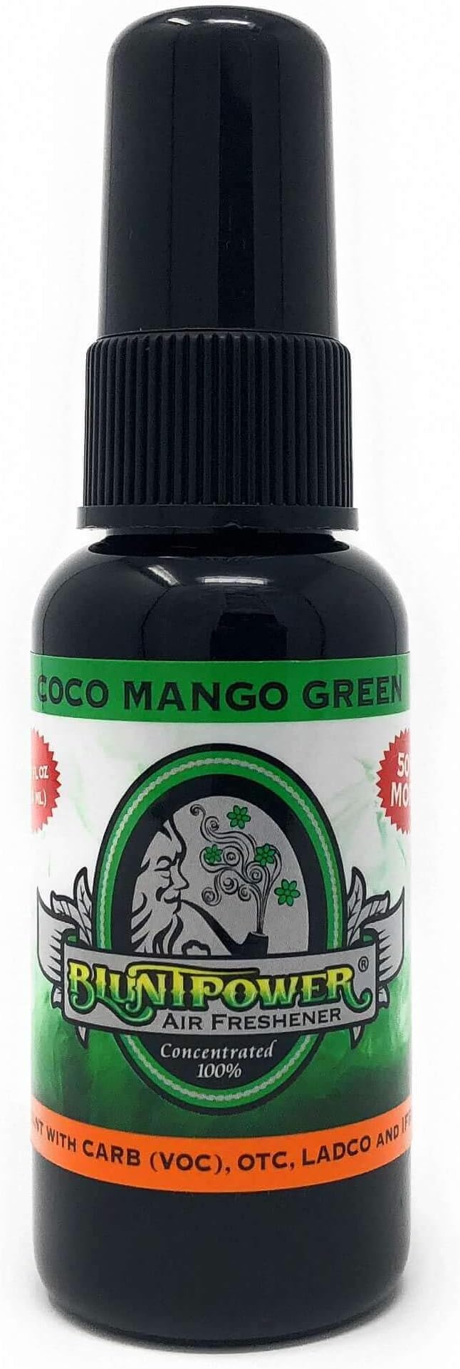 BluntPower Concentrated Air Freshener (Coco Mango Green, 1 Pack) for Room and Car - Oil-Based Diffuser Spray Bottle - Long-Lasting Bathroom, Car Freshener, & Odor Eliminator