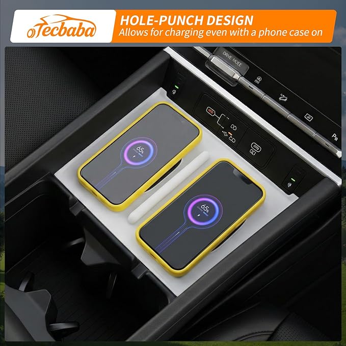 Wireless Charging Mat Compatible with 2024-2026 Hyundai Santa Fe Center Console Anti-Slip Protector Wireless Charging Silicone Pad for 2025 Santa Fe Accessories (White)