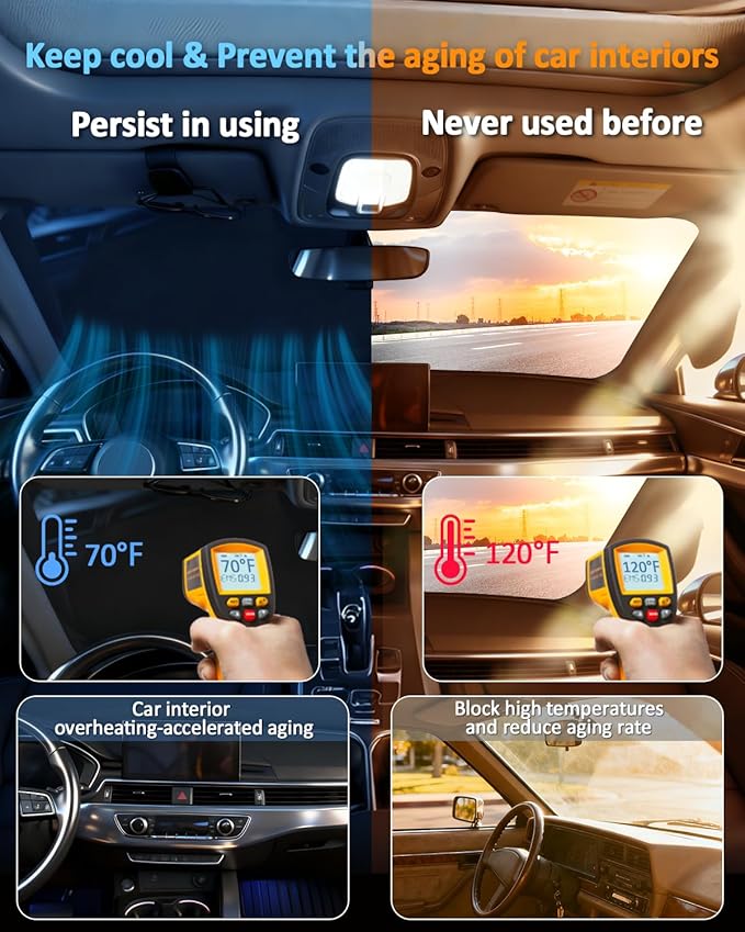 Windshield Sunshade for Cadillac Optiq 2025-2026 Sun Shade Car Windshield Accessories Upgrade 4 Layers Blocks UV Rays Custom Fit Optiq 240T Car Window Shades Front Windshield Keep Cool Foldable