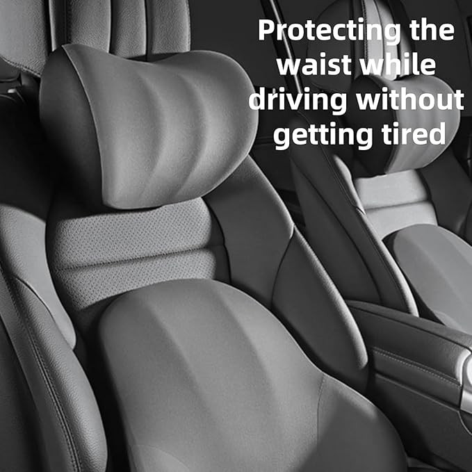 Car Headrest Lumbar Support Cushion for Toyota RAV4 5.Generation RAV4 Hybrid PHEV/RAV4 Prime 2018-2022, Ergonomic Seat Headrest Cushion for Neck Back Pain Relief Memory Foam Breathable Removable Cover